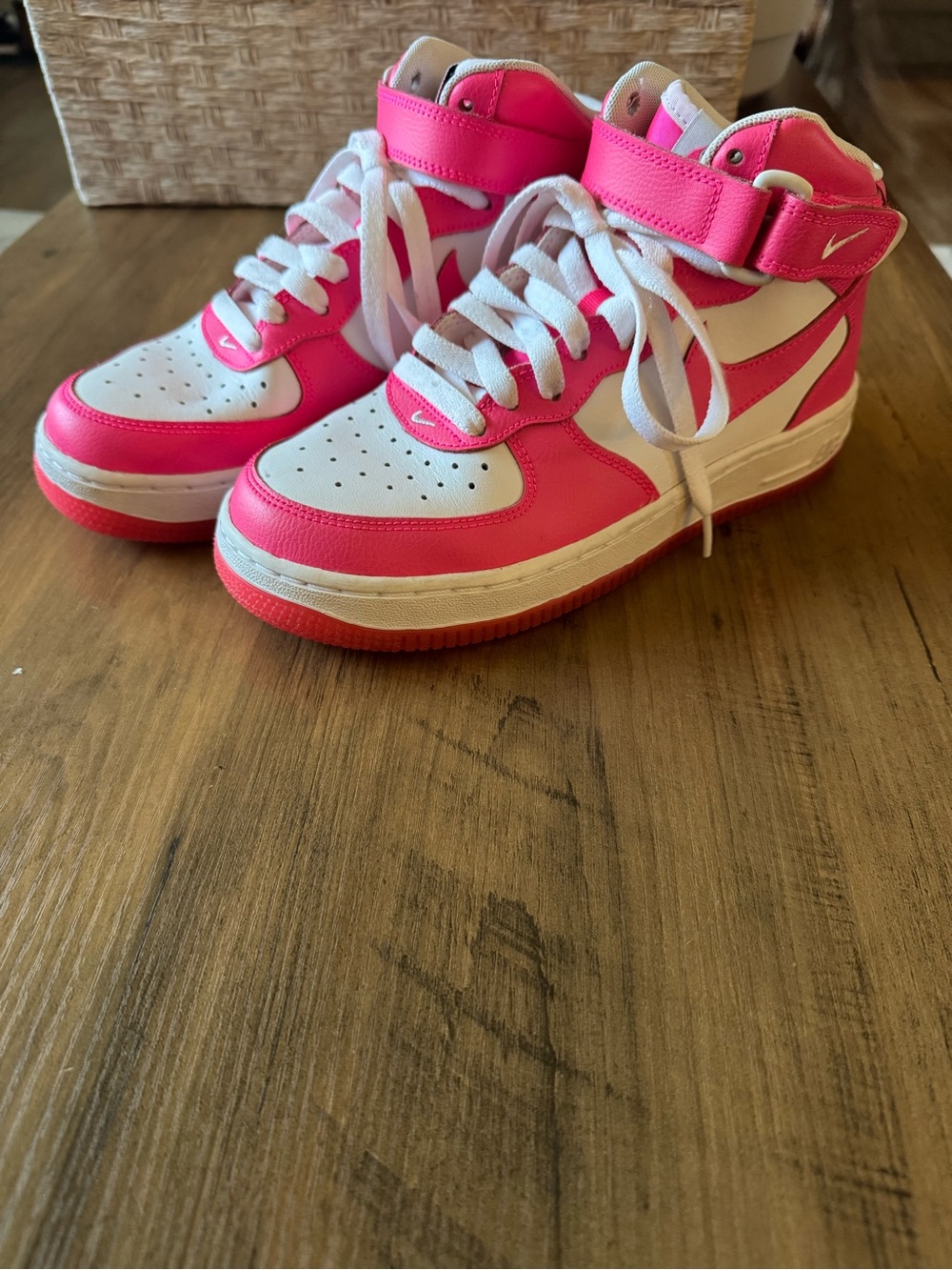Youth High-Top Sneakers in Hot Pink and White